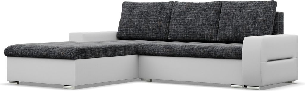 Links Ecksofa mit Schlaffunktion Aurora, Schwarz + Grau