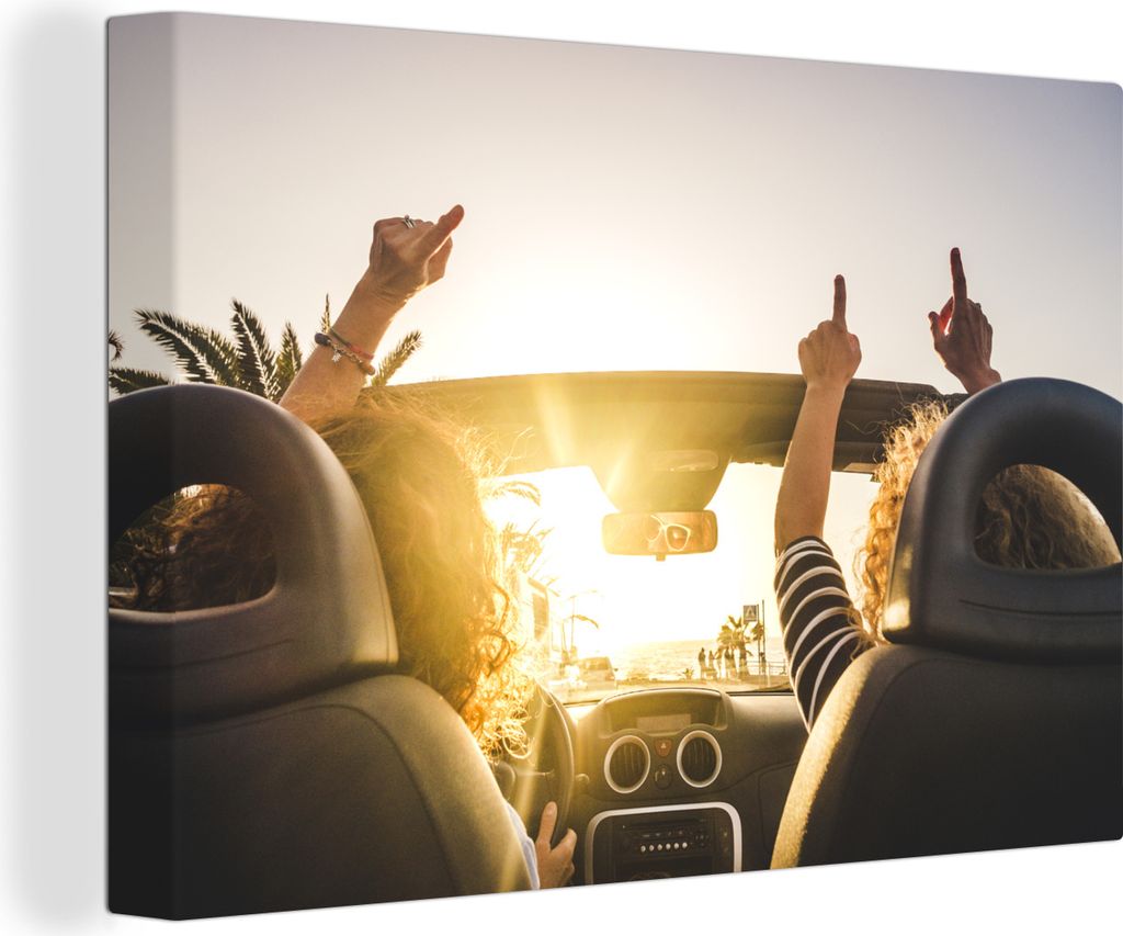 OneMillionCanvasses - Leinwandbilder - 140x90 cm, Frauen - Auto - Sommer, Wandbilder Kunstdruck Wanddekoration