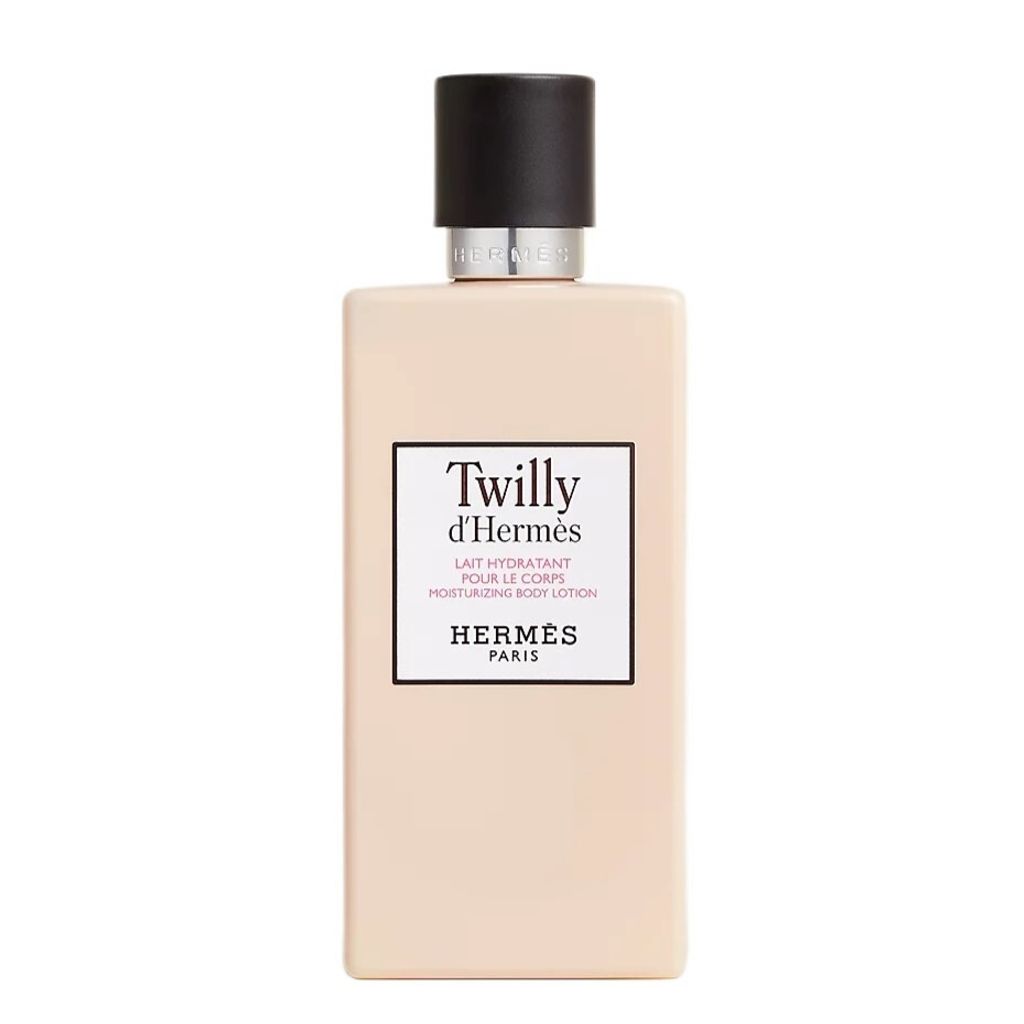 A bottle of Hermès Twilly d'Hermès body lotion.