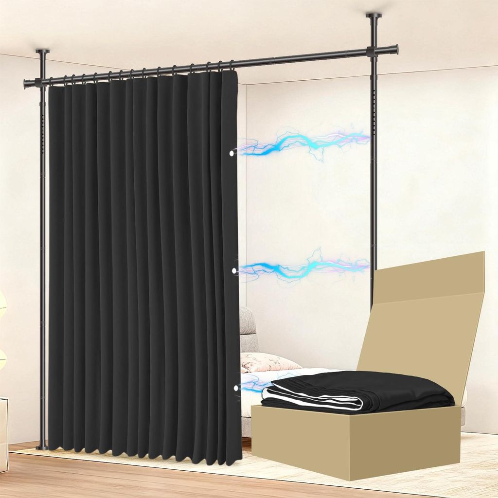 Set de rideaux séparateurs avec tringle - Noir 213 x 270 Image du produit 