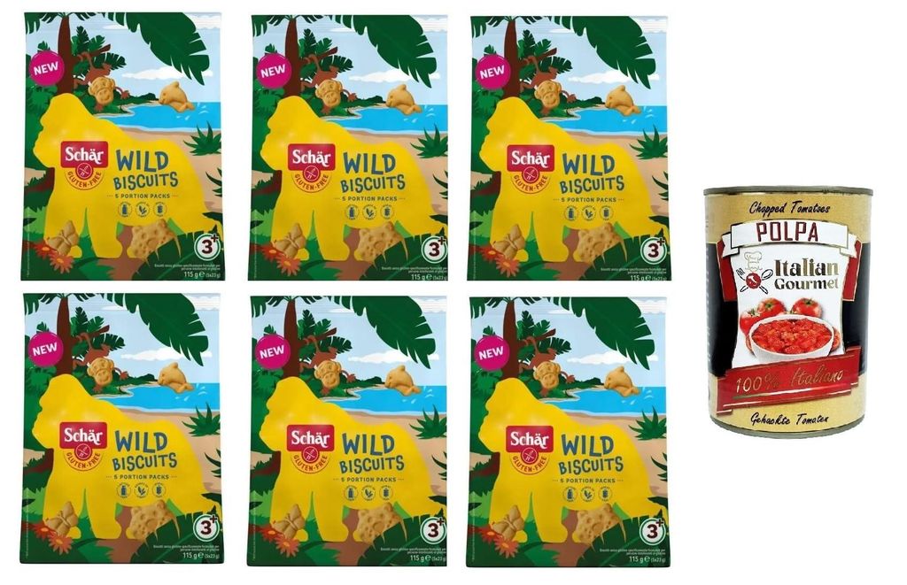 Schär Wild Biscuits – Biscotti senza glutine con forma di animale al sapore di vaniglia Wildkekse – Glutenfreie Tierkekse mit Vanillegeschmack...