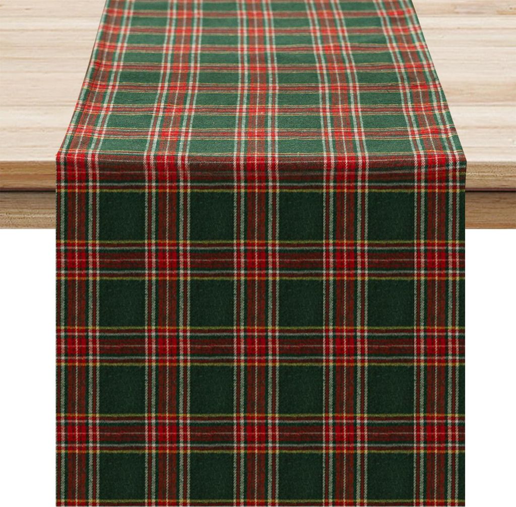 MODFU Tischläufer, Weihnachts-Tischläufer kariert 40x180 cm, Festliche Tischdecke für Weihnachten, Dekorativ & Robust, Perfekt für Winterdeko u...