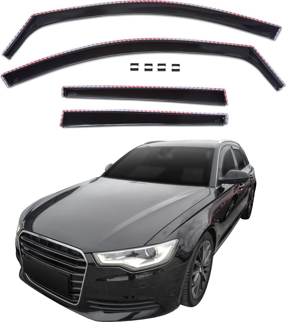 J&J AUTOMOTIVE | GP Windabweiser Für Audi A6 (C7) 2011-2018 Kombi, 4tlg, GP Regenabweiser, Schwarz, Getönt, Aerodynamisch, Einfache Montage, Befe...