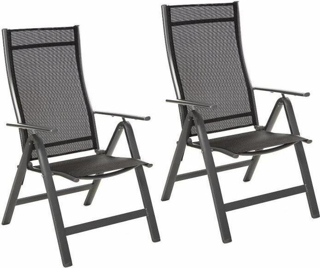 Gartenstuhl 2er Set, Fieldmann FDZN 5018, Verstellbare Rückenlehne, Anthrazit Aluminium, Innen & Aussen