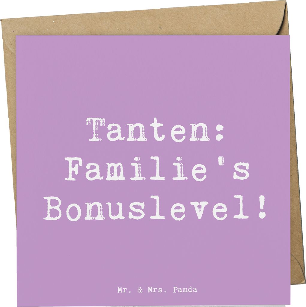 Mr. & Mrs. Panda Glückwunschkarte Spruch Tante Bonuslevel - Lavendeltraum - Geschenk, herzerwärmende Sprüche, doppelkarte, Klappkarte, anlasskar...