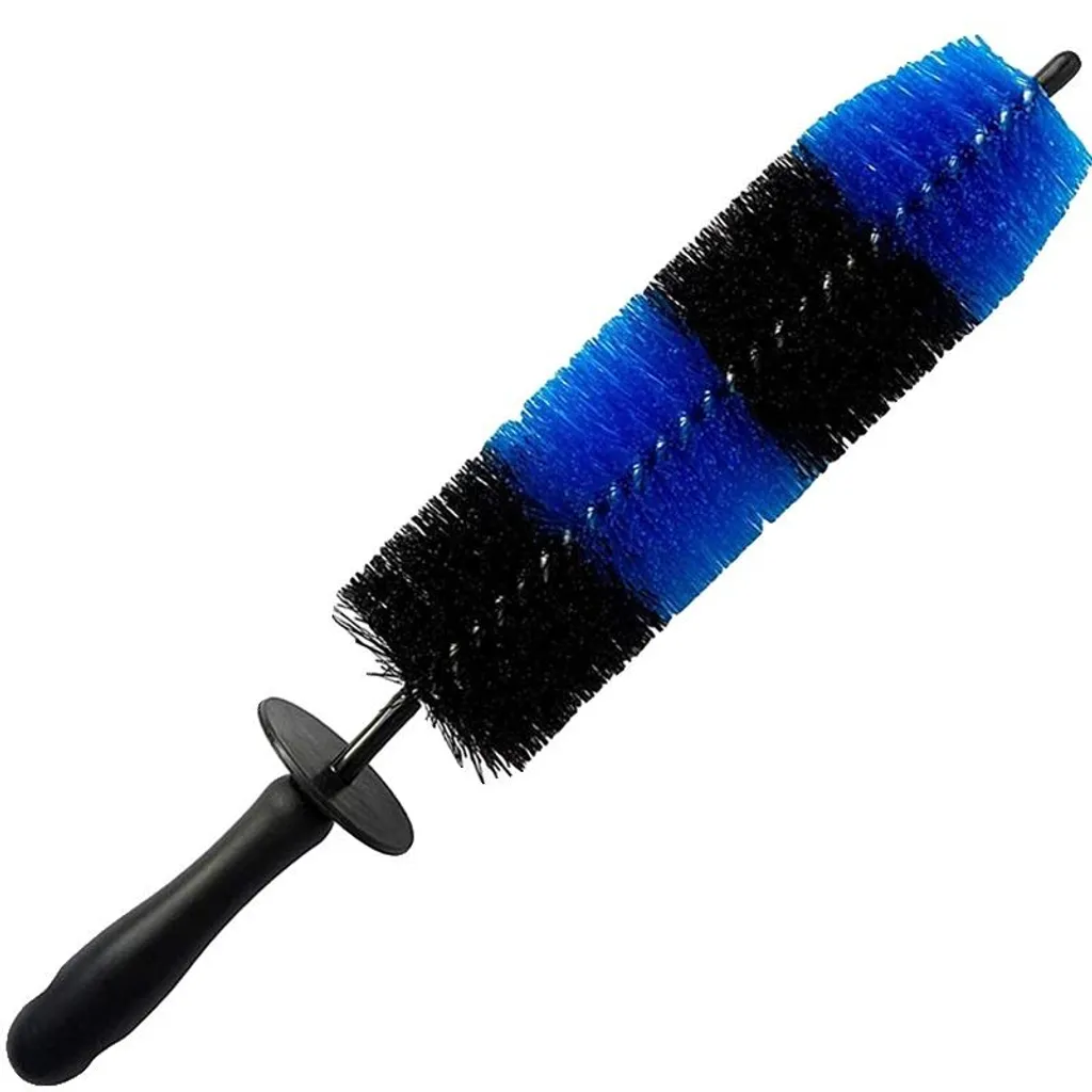 Grande brosse à récurer manche long ergonomique coloris bleu et noir