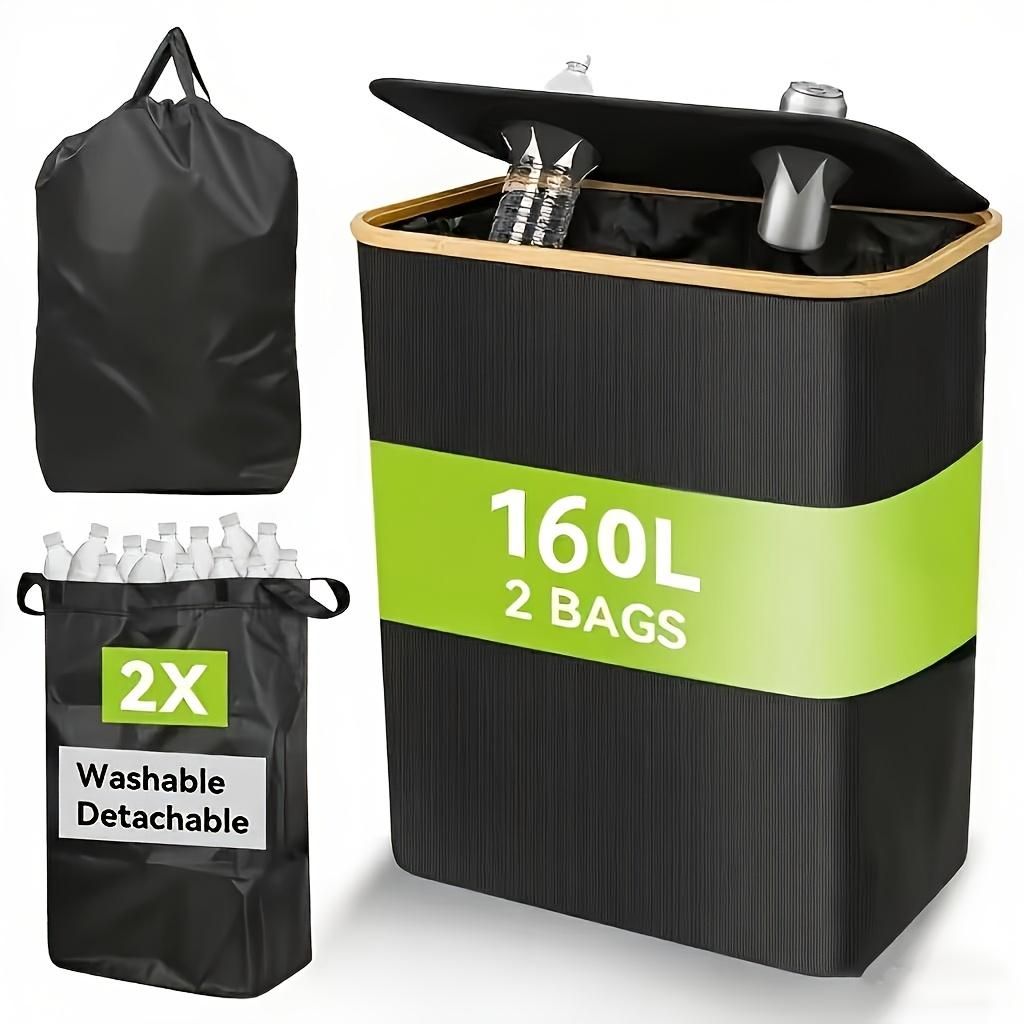 160L Deposito di bottiglie con coperchio, include 2 tasche Immagine del prodotto 