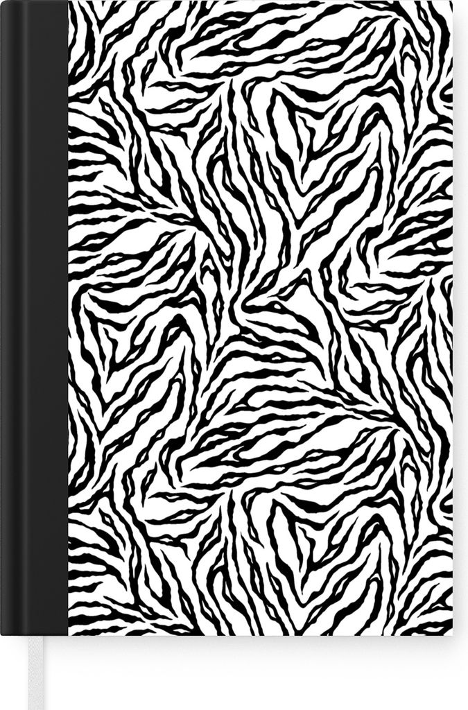 MuchoWow Notizbuch Tagebuch Haushaltsbuch Notebook A5 Tigerdruck - Schwarz - Weiß - Tiere - Muster - Notizblock - Notizheft - Notebook - Schreib...