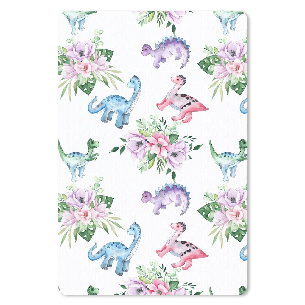 MuchoWow Mauspad Mousepad Kinderzimmer - Farben - Dinosaurier - Kinder - Rosa - Kinder 18x27 cm - Mousepads - Maus Mat - Pad - Mausunterlage