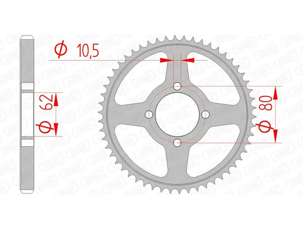 Kit Trasmissione AFAM In Acciaio Inox: Pignone 20602-17, Corona 10508-44, Catena A530XHR2-G 110L, Lavorazione CNC - 3