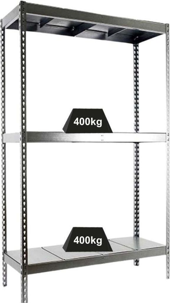 PROREGAL Schwerlastregal BIG METAL YETI THREE | HxBxT 200x120x75cm | Fachlast 400kg | Verzinkt