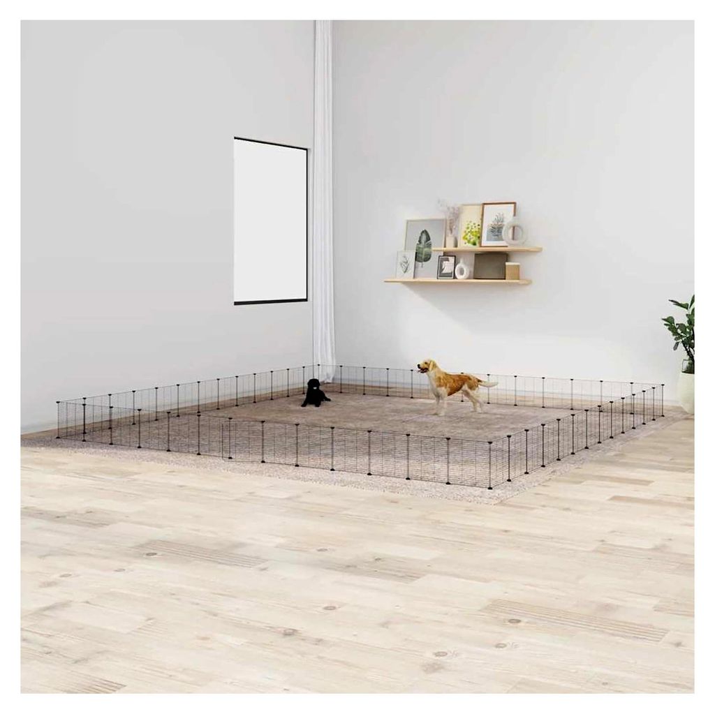 52-tlg. Haustierkäfig mit Tür Schwarz 35x35 cm Stahl