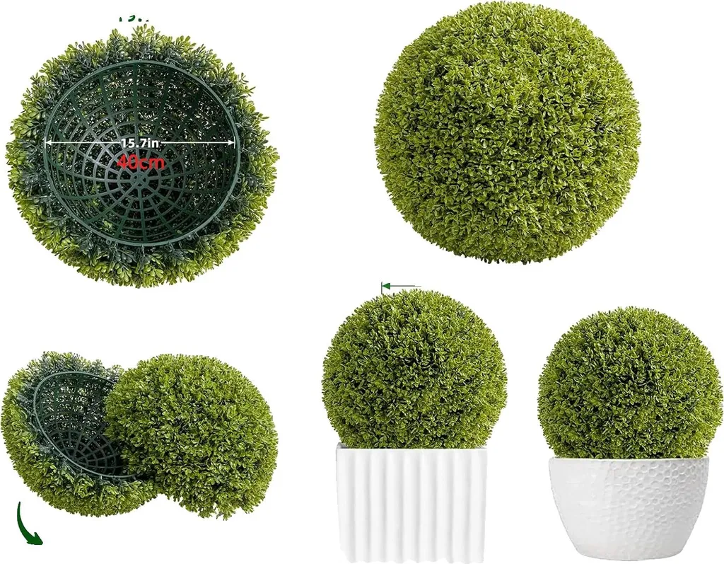 Sphère plante artificielle 50cm durable : fini l'entretien du buis x2