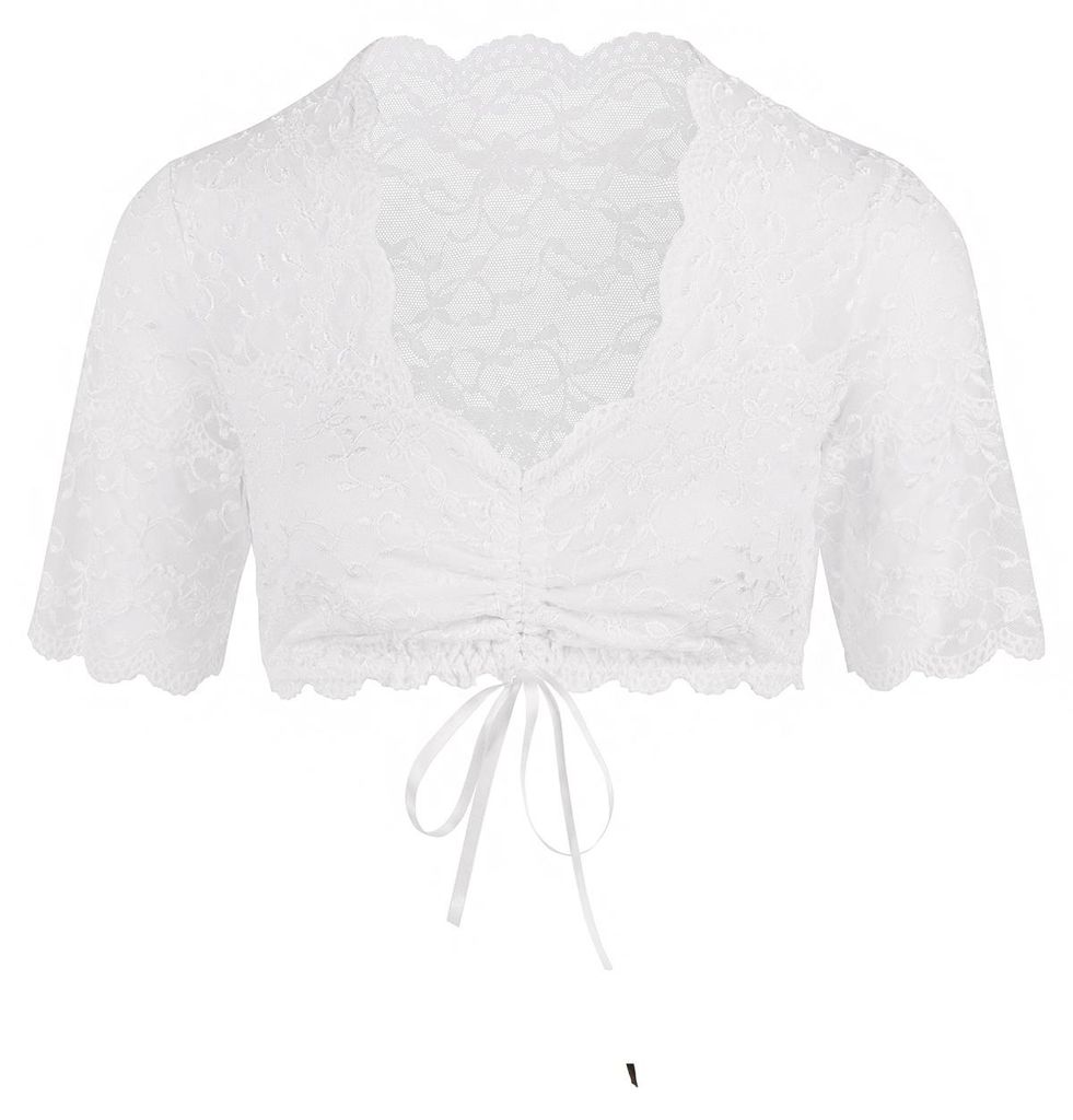 Nina von C. Dirndl Bluse halbarm Spitze floral Weiss Produktbild 