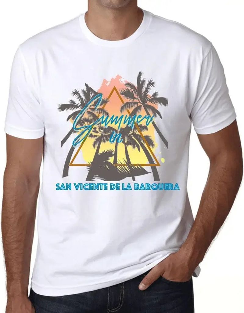 Herren Grafik T-Shirt Palmen Sonnenschein Sommer in San Vicente de la Barquera – Palm, Sunshine, Summer In San Vicente de la Barquera