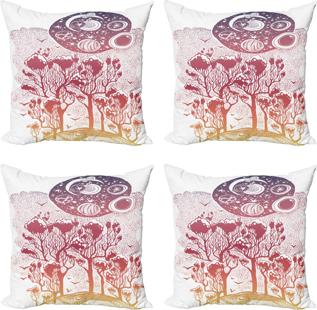 ABAKUHAUS Abstrakt Kissenbezug Set (4 Stück), Woods Landschaft, Moderner Doppelseitiger Digitaldruck, 50 cm x 50 cm, Mehrfarbig