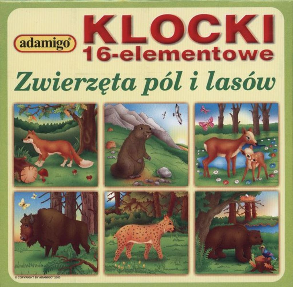 Adamigo Klocki Drewniane 16 Elementów - Mix Wzorów, Zabawka Zdjęcie produktu 