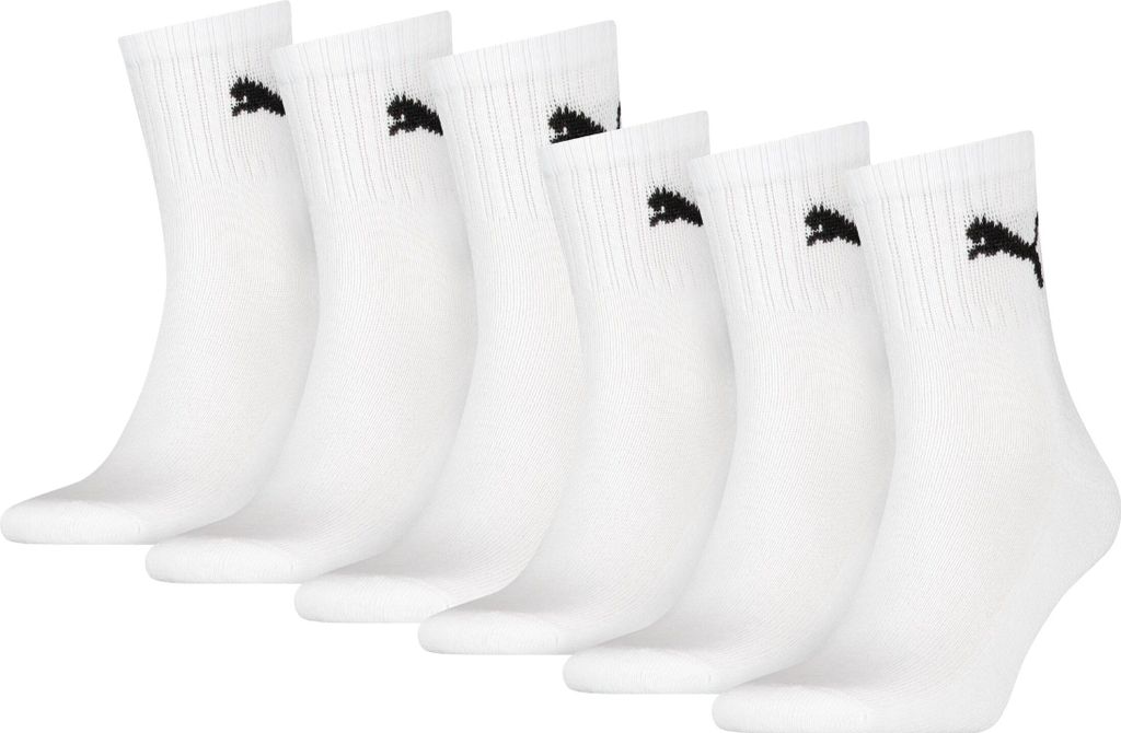 6 Paar Uni Puma Short Crew Sportsocken in Weiß Größe 35-38