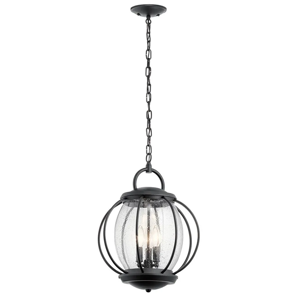 Suspension Vandalia Kichler noir texturé E14 40W en aluminium métal
