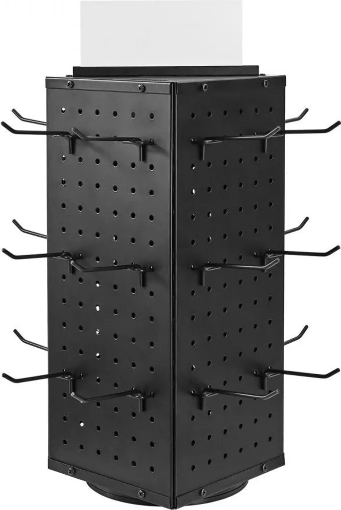 Présentoir tournant 4 faces modulable avec 24 crochets pour accessoires - 11