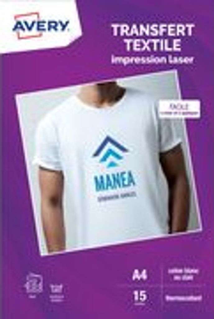 AVERY T-Shirt Transferfolie DIN A4 weiß 15 Folien auf 15 Produktbild 