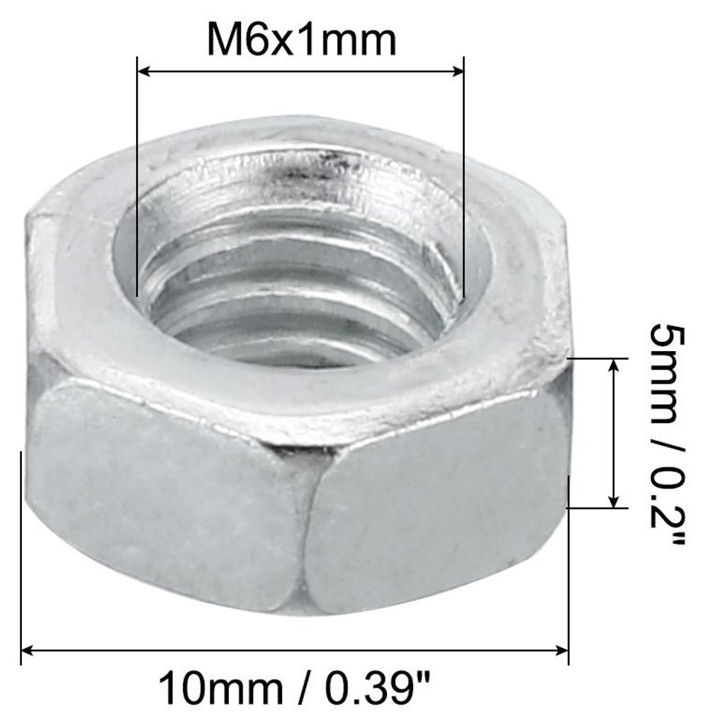 M6x1 Stahl Sechskantmuttern 50 Pack Metrische Gewinde Verzinkt Beschl?ge Muttern Schraube Bolzen Befestigungsteile fš¹r Lampen Maschinen Reparatu...