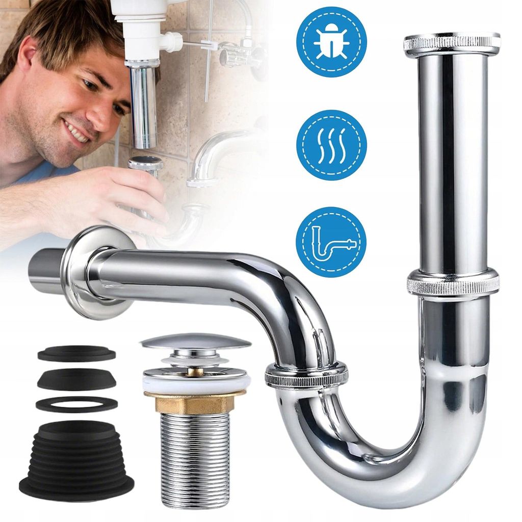 Universal Siphon Waschbecken Komplettset, Verstellbar Produktbild 