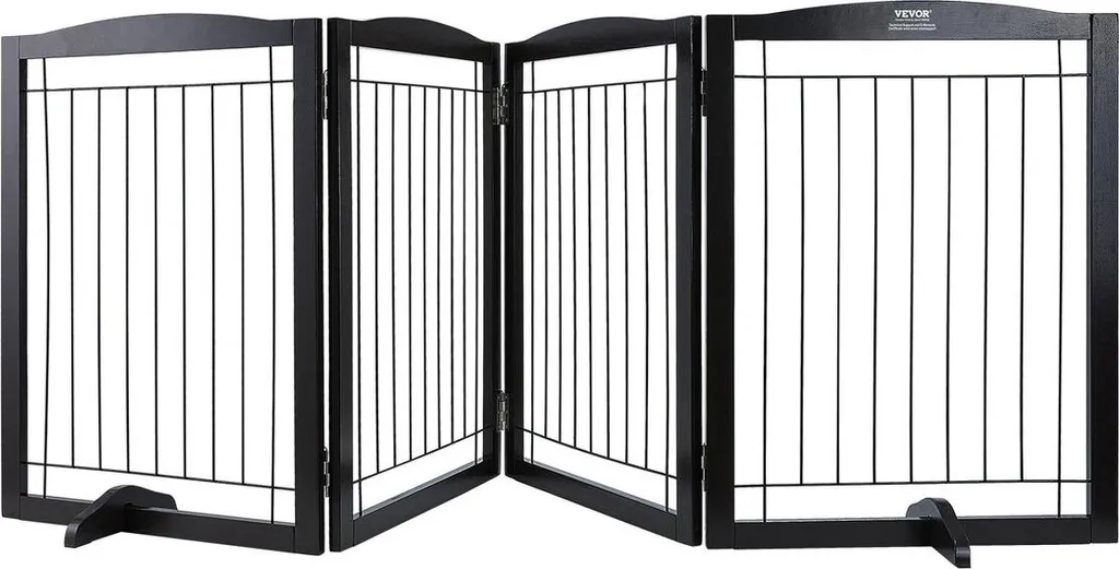 Cancelletto per cani indipendente 32x96,5 pollici Cancelletto indipendente per animali domestici Pieghevole Marrone