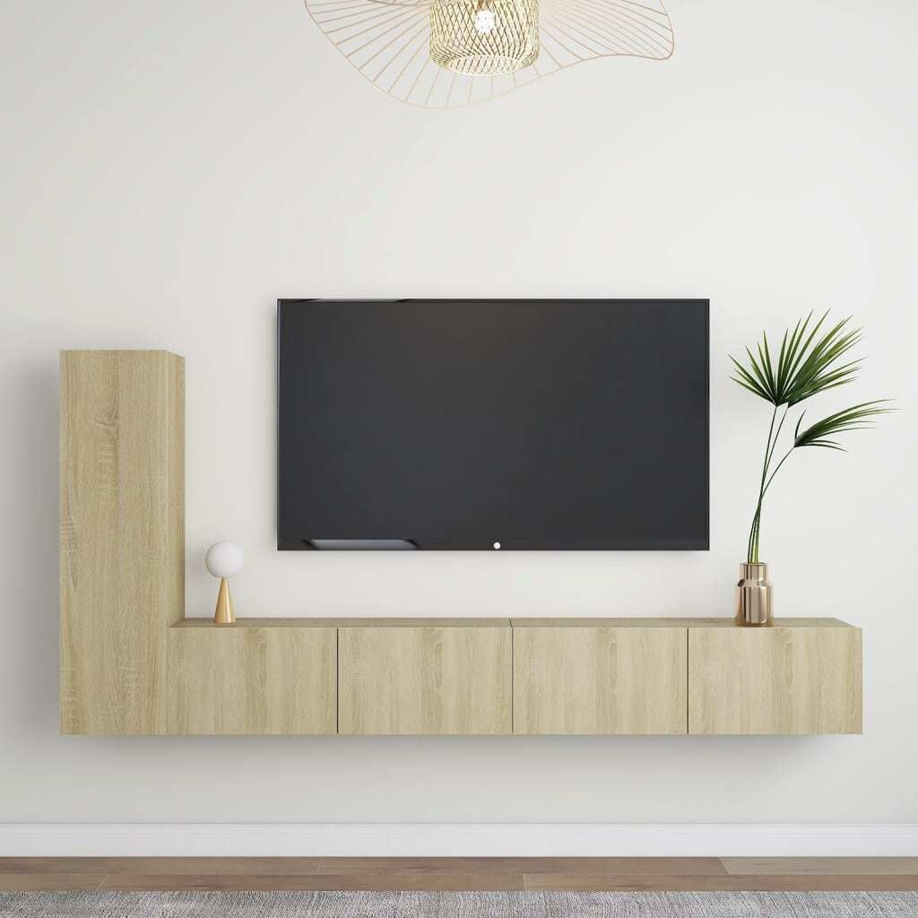 "2026 Promotion" 3-tlg. TV-Schrank-Set - TV-Möbel - Sonoma-Eiche Holzwerkstoff - TV-Regal CC4095