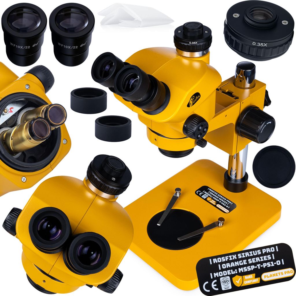 Rosfix Sirius Pro MSSP-T-PS1-O - Stereoskopisches trinokulares Mikroskop | Zoom 7-50x | Greenough-Optik | WF10X/22 |
