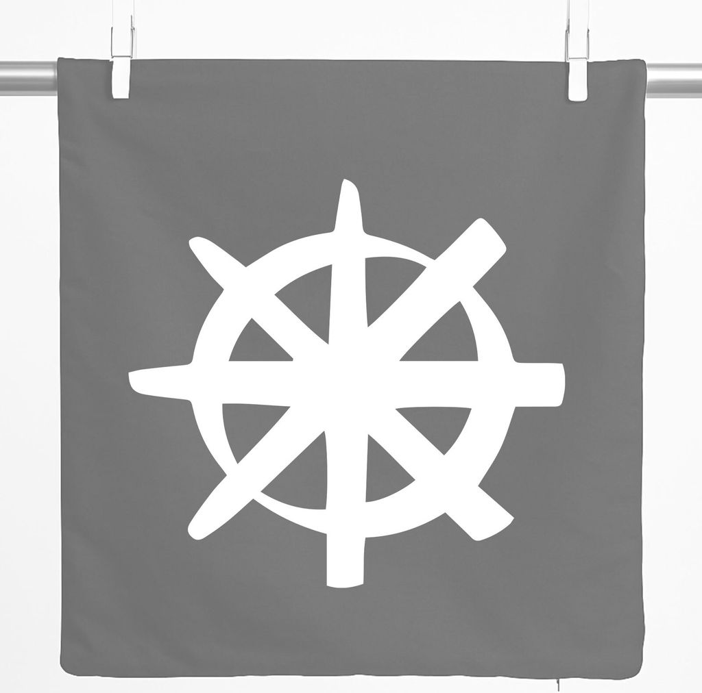 Huuraa Kissenbezug Dharma Rad Yoga 40x40cm Steel Grey Baumwolle Dekokissenbezug Geschenkidee