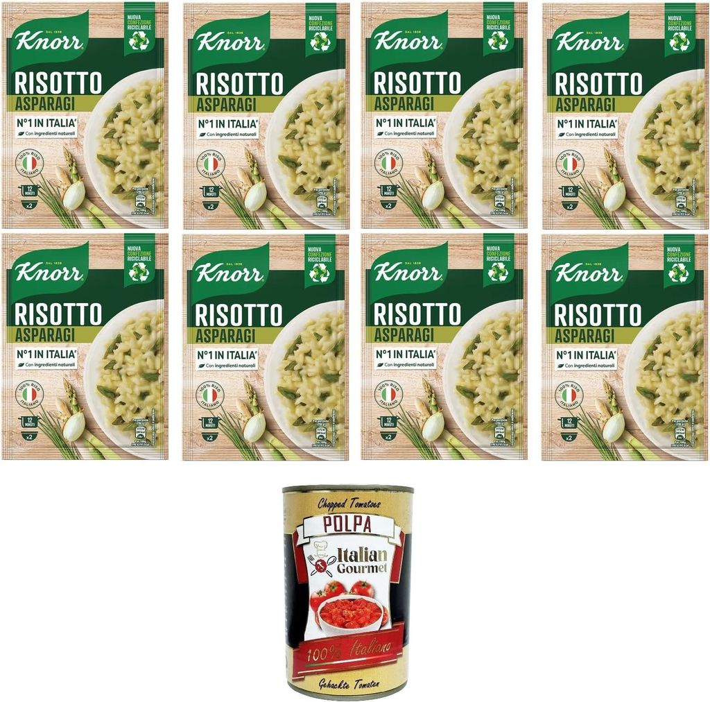 Knorr Spargelrisotto, Fertigrisotto mit natürlichen Zutaten, 100% italienischem Reis und al dente Chicci, zubereitet in der Pfanne oder in der Mik...