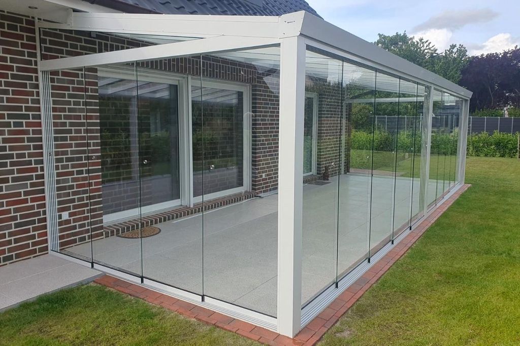 500 x 250cm Aluminium Kaltwintergarten Cuxhaven Weiß mit VSG Glas