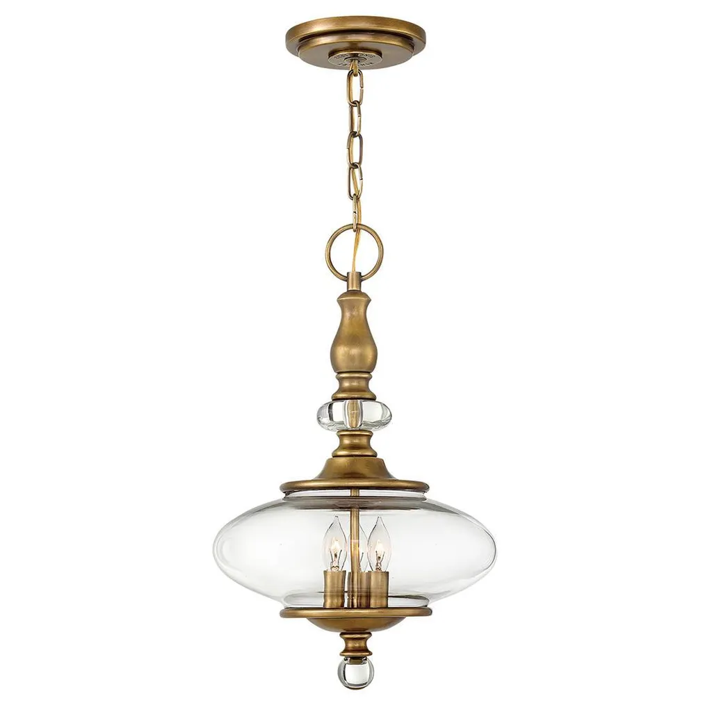 Suspension lustre 3 lumières Wexley en laiton et verre h217cm Hinkley