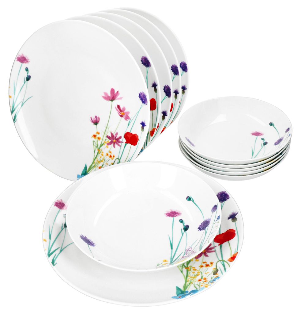 12tlg Tafelservice Marie Porzellan 6 Personen Speiseteller Produktbild 