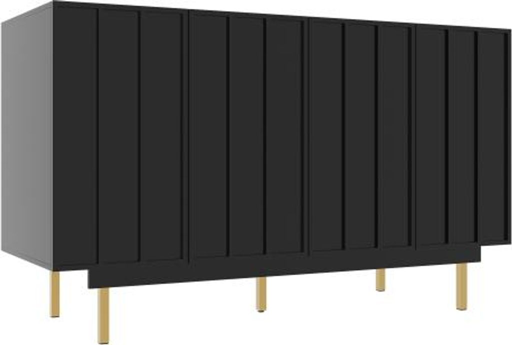 Vitrine Esszimmerschrank 140x38.5x82.5 cm Schwarz Freistehend Sideboard Modern Minimalistisch Aufbewahrungsschrank Schranktš¹rdesign Wohnzimmer E...