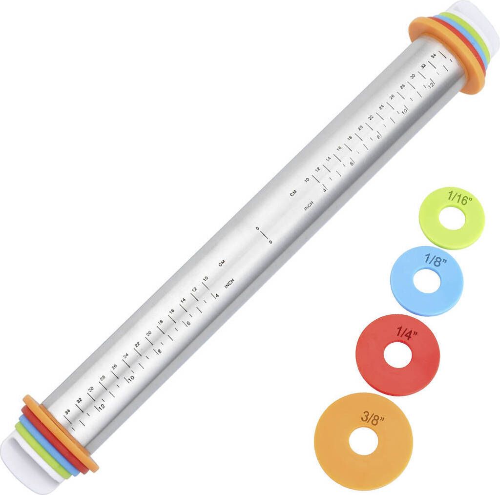 Teigrolle mit Abstandhalter, Edelstahl