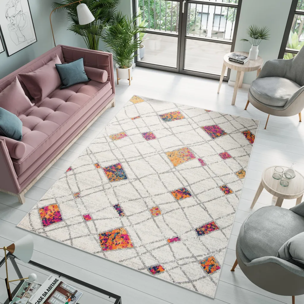 Tapis Court Orange 120x170 - Moderne Abstrait pour Chambre Cozy