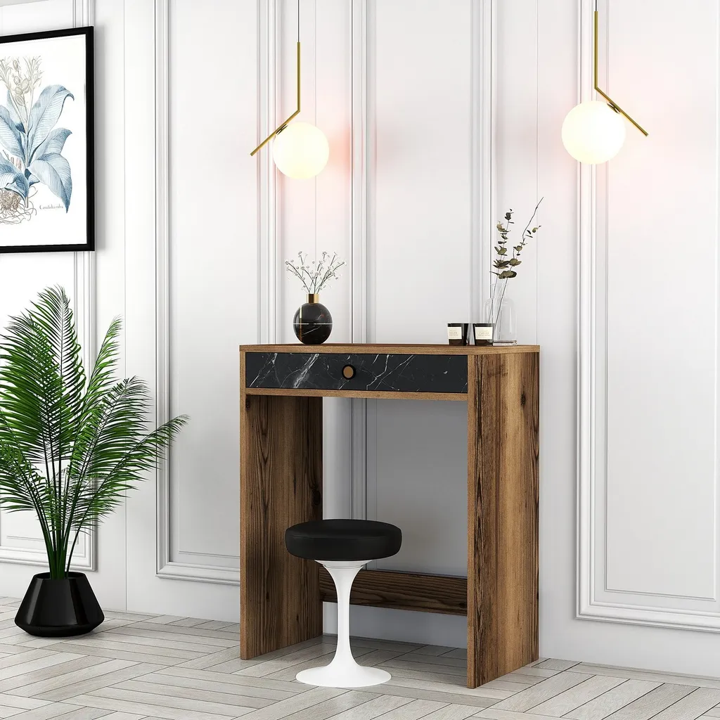 Toeletta Salvaspazio Skye Decor Lisbona 70cm Noce e Marmo Nero - 2