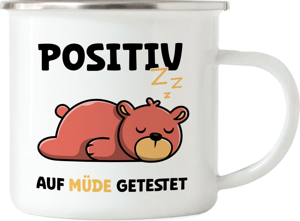 Positiv Auf Müde Getestet Emaille Tasse Träumer Langschläfer Bär Schlaftier Faulheit Schlafmütze Schlaf