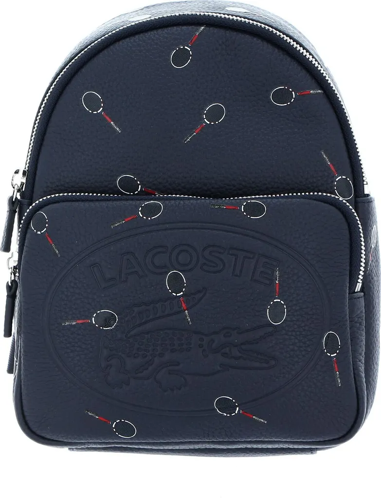 Sac à dos antivol Lacoste en cuir bleu avec poches zippées sécurisées