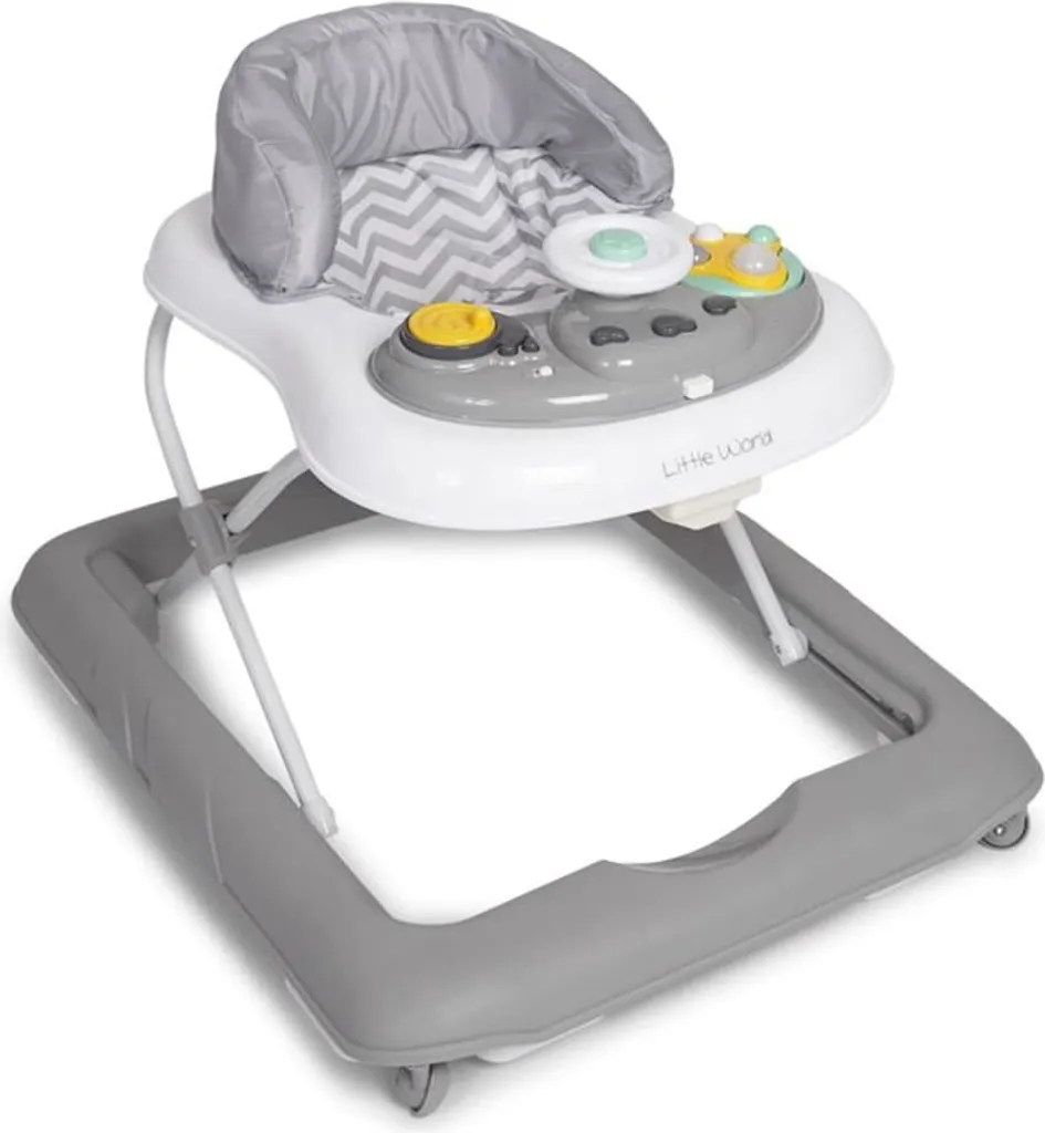 Trotteur Pluto Little World Gris avec tablette d'éveil et hauteur réglable