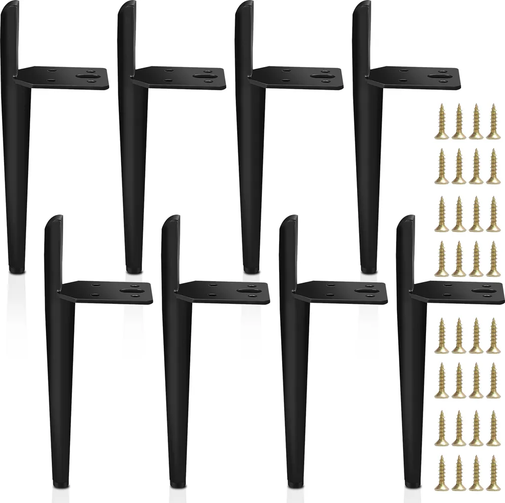 Aopunly Jeu de 8 Pieds de Meuble 130mm en Métal Noir pour Table et Canapé