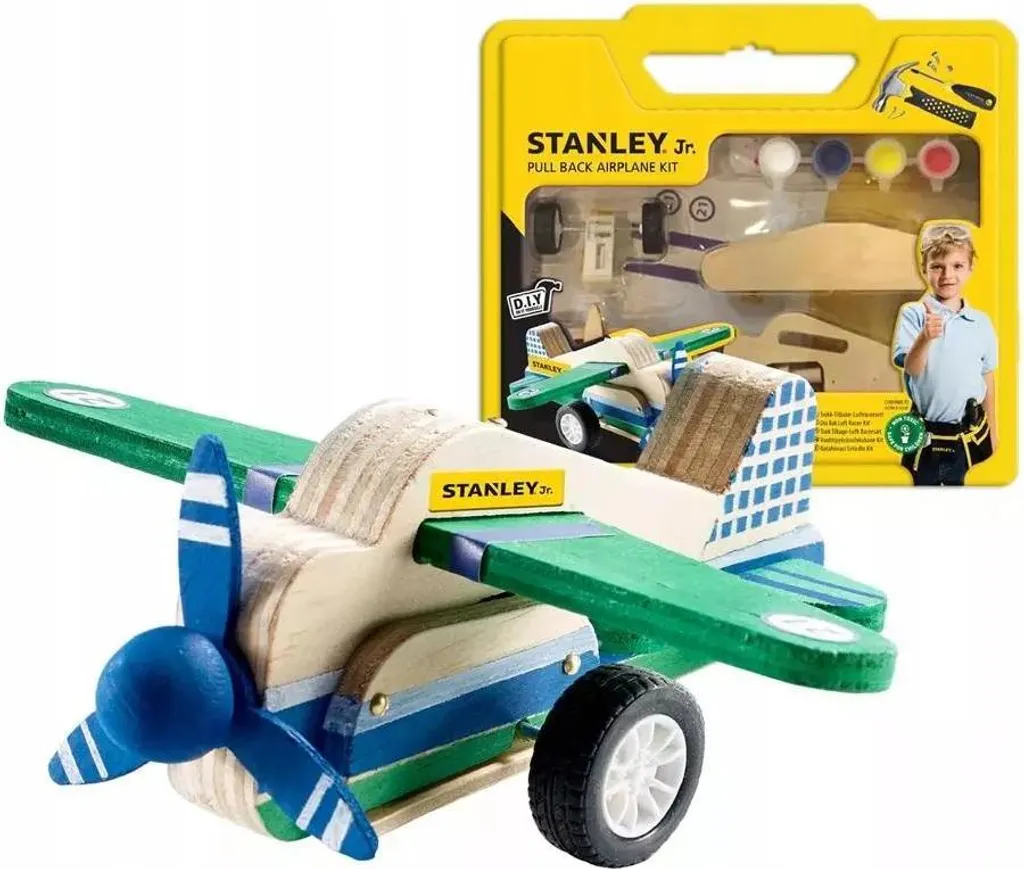 Kit avion bois Stanley Jr. JK029-SY - Jouet solide contre les écrans