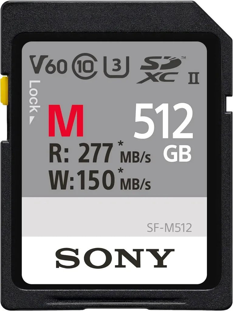 Carte SD 512 Go Sony SF-M avec débits rapides de 277 Mo/s V60