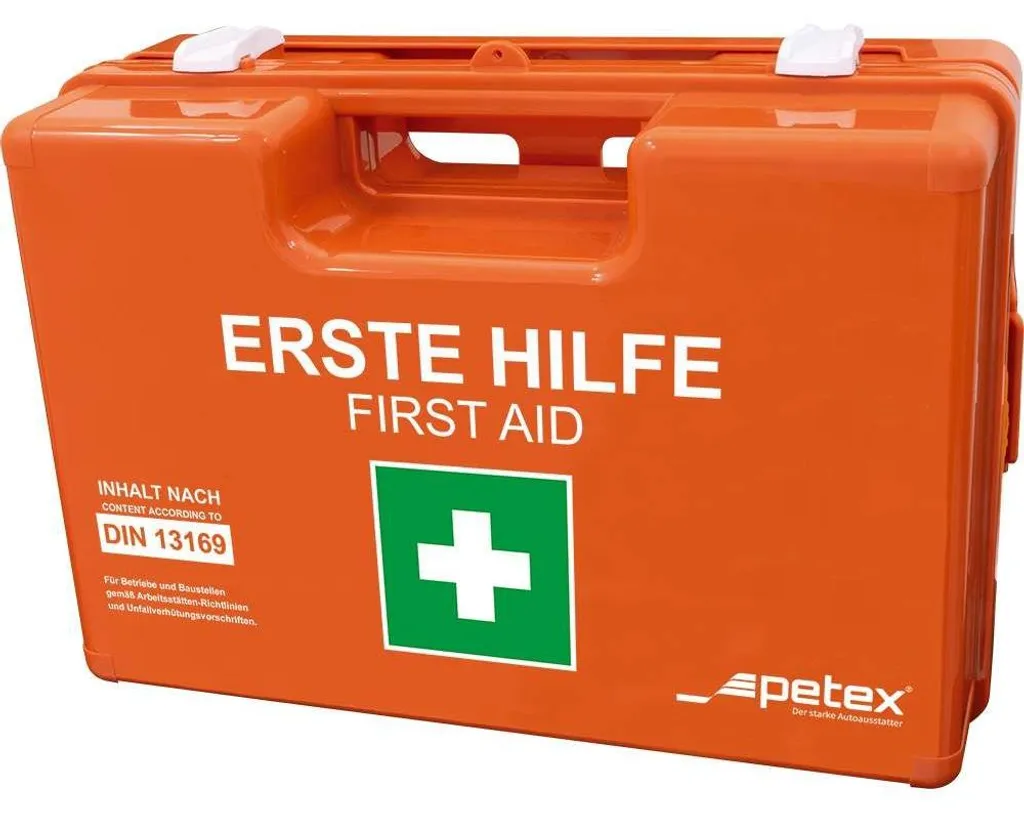 Boîte de secours professionnelle PETEX Orange format DIN 13169 Large - 12