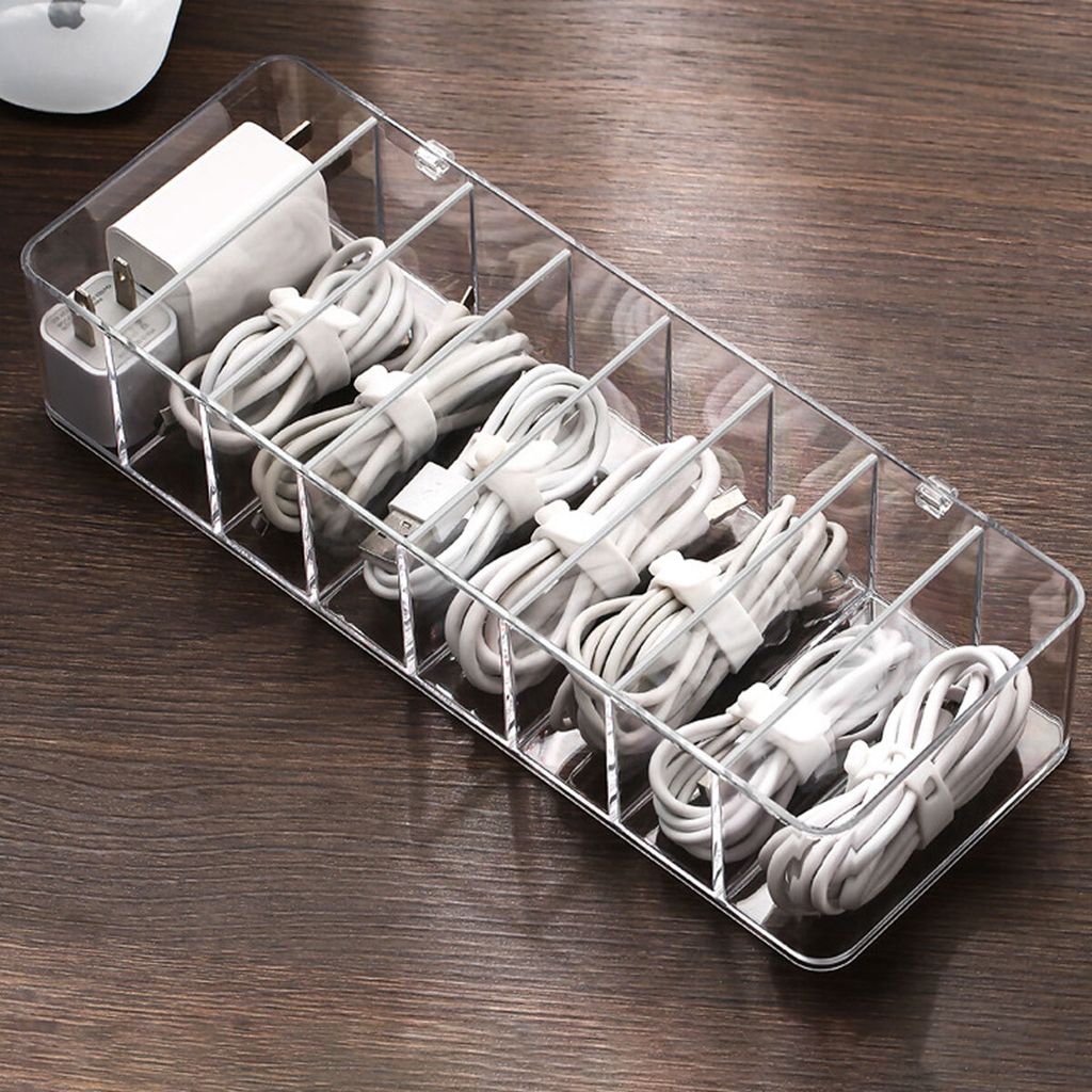 Kabel Organizer Box mit Deckel Kabel Organizer Box, geeignet für die Schreibtischaufbewahrung im Büro und Zuhause,(26*9*5,5cm-ohne Deckel)