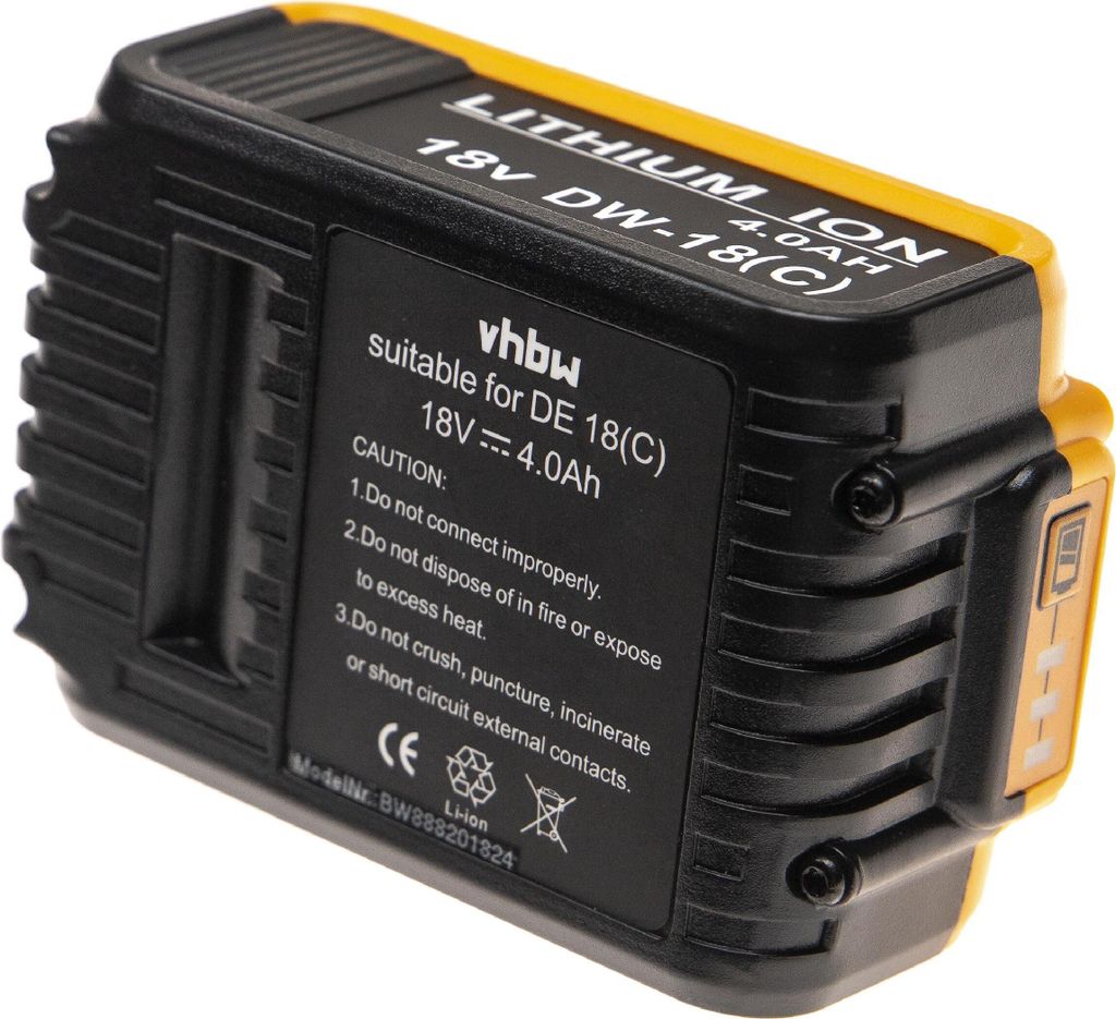 vhbw Akku kompatibel mit Dewalt DCF889HL2, DCF887, DCF889, DCF887P2, DCF887NT, DCF886N, DCF887N, DCF887D2, DCF886NT Werkzeug (4000 mAh, Li-Ion, 18 V)