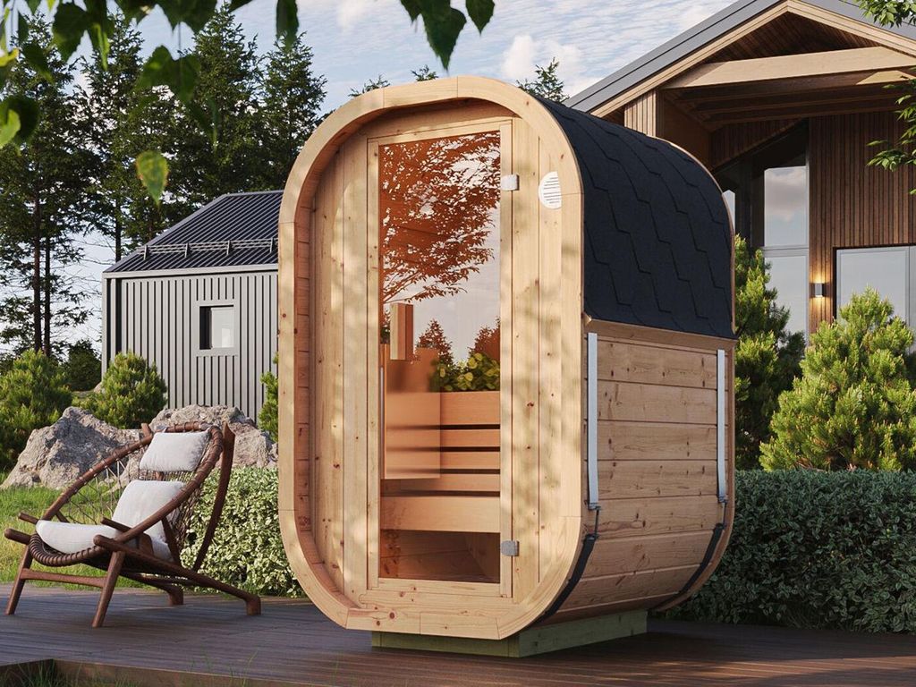 Fjordholz Mini Fass-Sauna Modell Cubus-1
