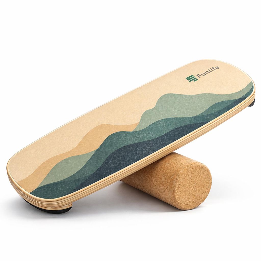 FunLife ALPI NE Balance Board Holz mit Rolle –Balance Trainer für Core Training,Fitness & Stabilität, rutschfestes Birkenholz, Home Workout,bis...